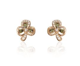 Maureen O'Hara Tipperary Crystal Rose Gold Shamrock Earrings